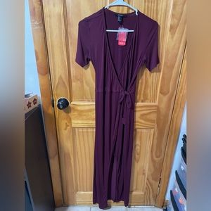 Berry/ Wine  V- Neck Wrap Maxi Dress- NWT